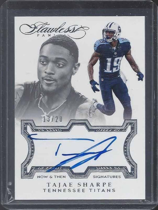 TAJAE SHARPE 2016 FLAWLESS NOW & THEN SILVER ON CARD ROOKIE AUTO RC #D 13/20