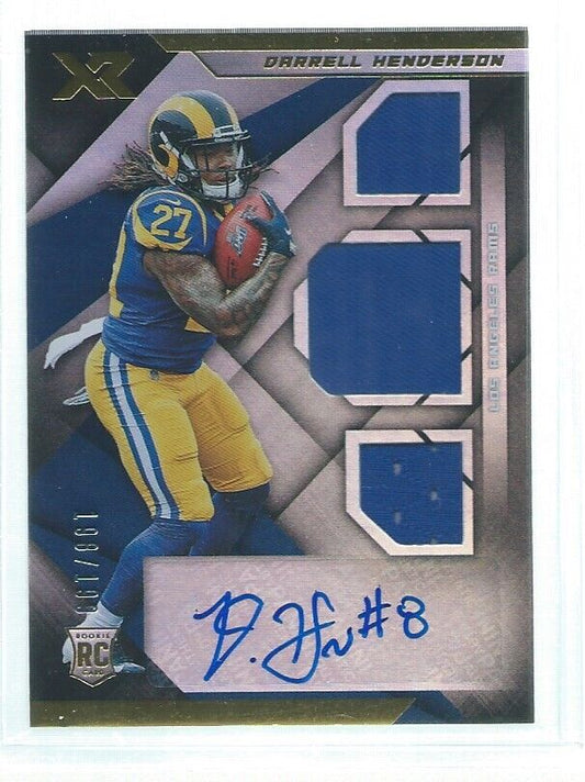 DARRELL HENDERSON 2019 PANINI XR TRIPLE JERSEY AUTO RC #D 198/199