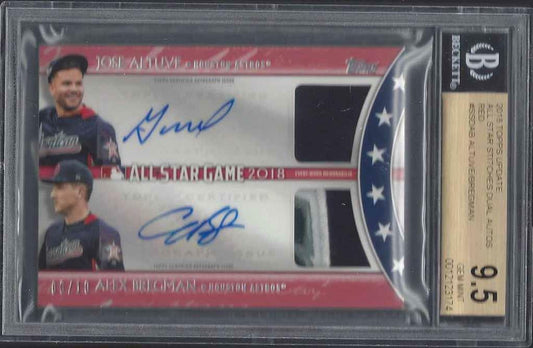 JOSE ALTUVE ALEX BREGMAN 2018 TOPPS UPDATE ALL STAR PATCH AUTO /10 BGS 9.5 POP 1
