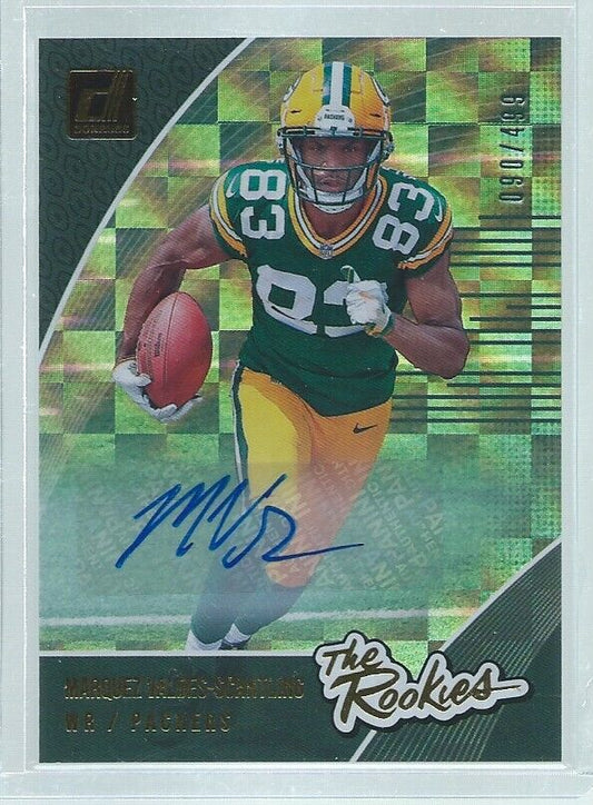MARQUEZ VALDES-SCANTLING 2018 PANINI DONRUSS THE ROOKIES AUTO RC #D /499