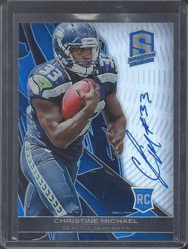 CHRISTINE MICHAEL 2013 PANINI SPECTRA BLUE PRIZM ON CARD ROOKIE AUTO RC #D 14/49