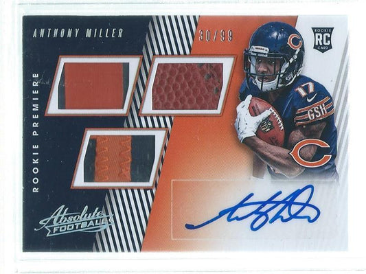 ANTHONY MILLER 2018 PANINI ABSOLUTE RPM GOLD TRIPLE PATCH AUTO RC #D 30/99