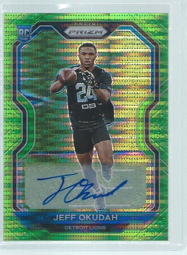 JEFF OKUDAH 2020 PANINI PRIZM GREEN PULSAR PRIZMS ROOKIE AUTO RC #359