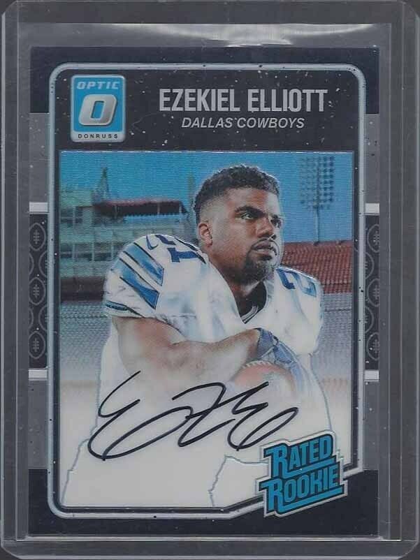 EZEKIEL ELLIOTT 2016 DONRUSS OPTIC BLACK HOLO ON CARD ROOKIE AUTO RC #D 1/25