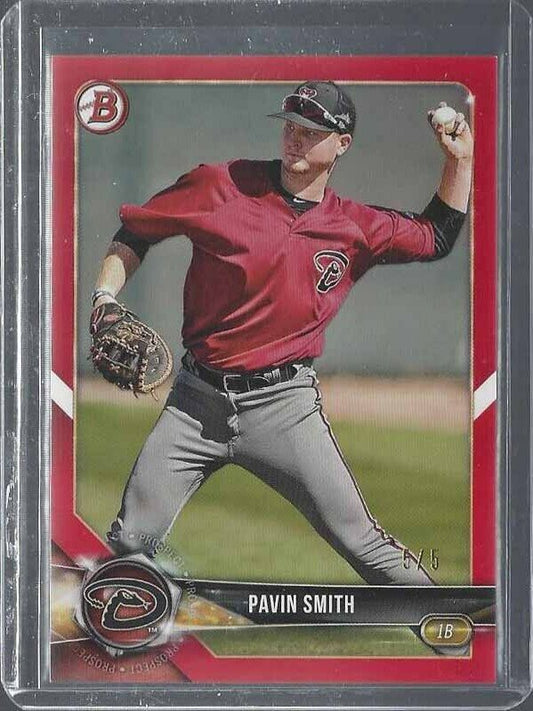 PAVIN SMITH 2018 BOWMAN DRAFT RED PARALLEL DIAMONDBACKS PROSPECT #D 5/5