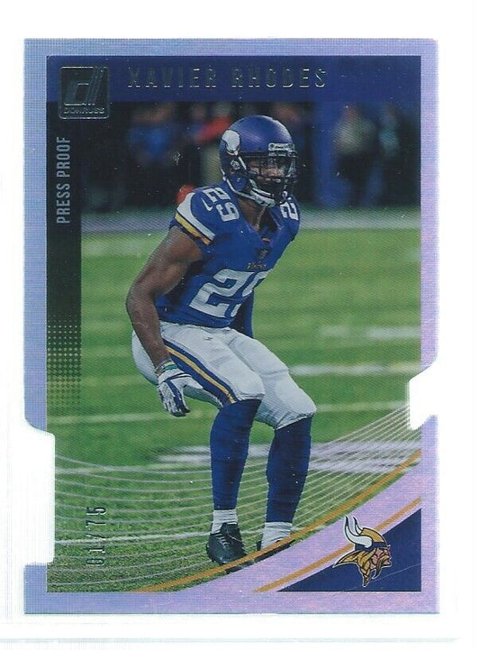 XAVIER RHODES 2018 DONRUSS PRESS PROOF DIE CUT SILVER #D 1/75