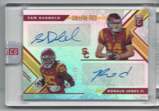 SAM DARNOLD RONALD JONES 2018 ELITE COLLEGE TIES USC DUAL AUTO RC #D 3/25
