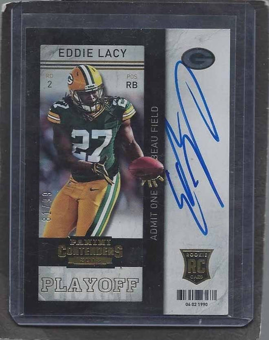 EDDIE LACY 2013 CONTENDERS PLAYOFF TICKET ON CARD ROOKIE AUTO RC #D 81/99
