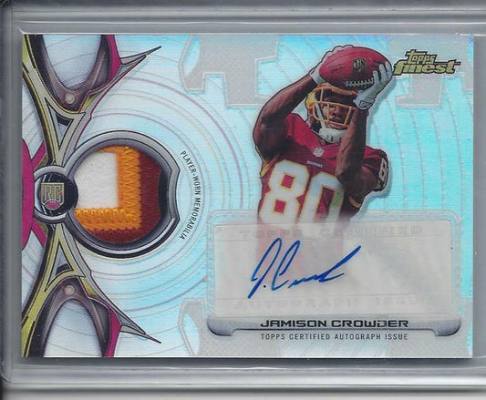JAMISON CROWDER 2015 FINEST RPA REFRACTOR 2 COLOR REDSKINS ROOKIE PATCH AUTO RC