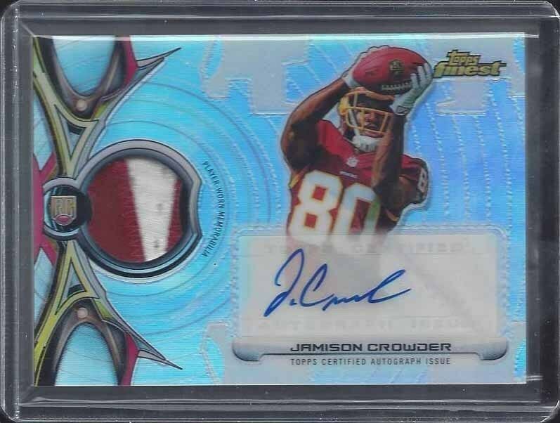 JAMISON CROWDER 2015 FINEST RPA REFRACTOR 2 COLOR REDSKINS ROOKIE PATCH AUTO RC