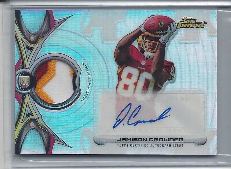 JAMISON CROWDER 2015 FINEST RPA REFRACTOR 2 COLOR REDSKINS ROOKIE PATCH AUTO RC