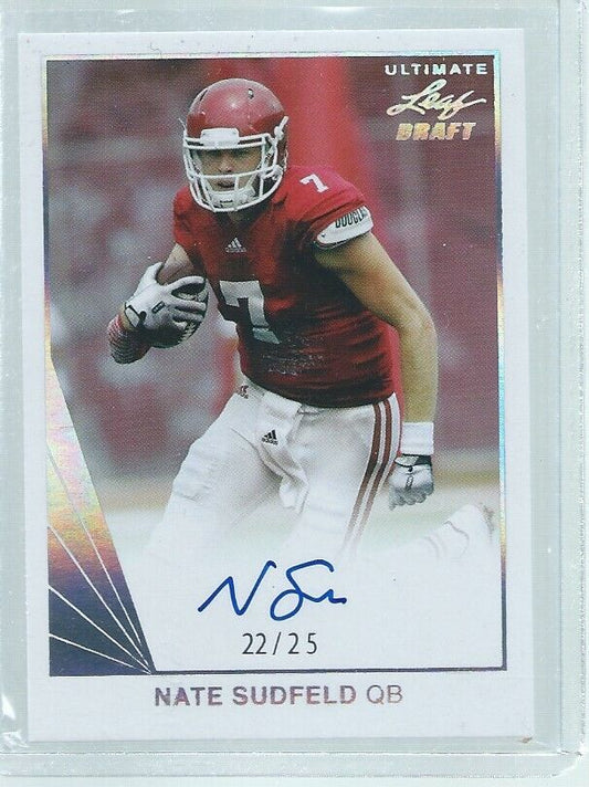 NATE SUDFELD 2016 LEAF ULTIMATE DRAFT ON CARD AUTO SILVER RC #D 22/25