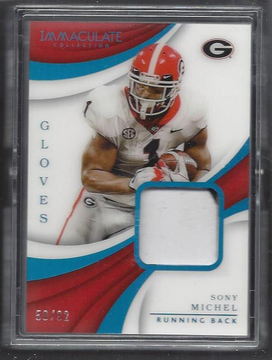 SONY MICHEL 2018 IMMACULATE GLOVES ACETATE ROOKIE PATCH RC #D 50/92