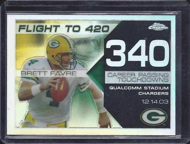 BRETT FAVRE 2008 TOPPS CHROME FLIGHT TO 420 REFRACTOR TD # 340 #D 128/199
