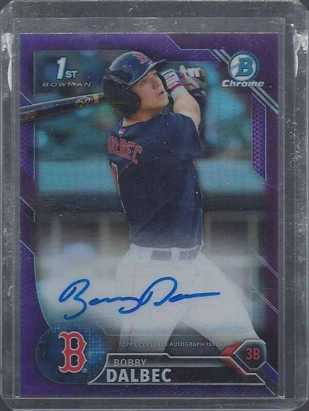 BOBBY DALBEC 2016 BOWMAN CHROME 1ST PURPLE REFRACTOR PROSPECT AUTO #D 179/250