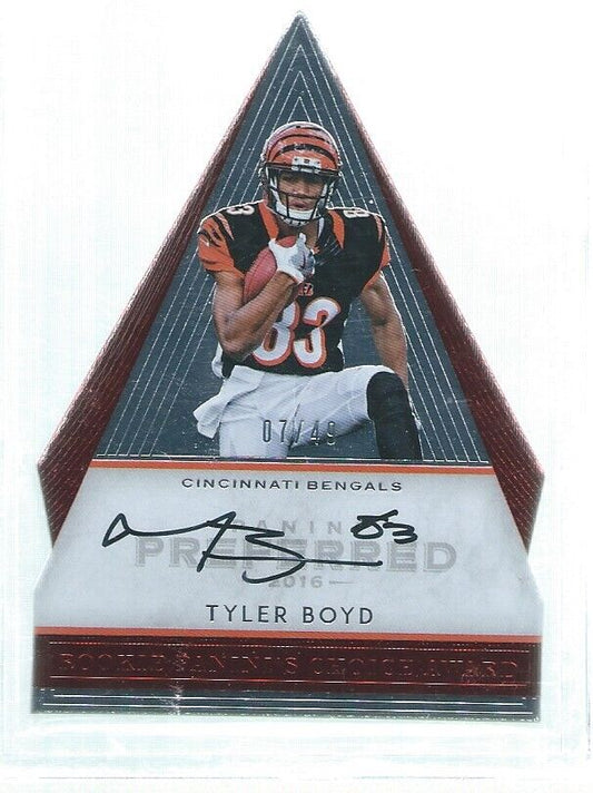 TYLER BOYD 2016 PANINI PREFERRED CHOICE AWARD DIE CUT ONCARD AUTO RED RC #D 7/49