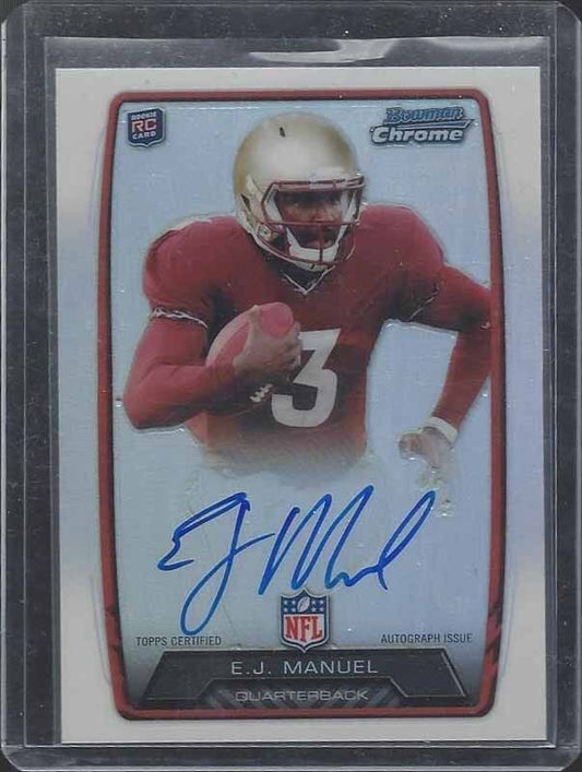 E.J. MANUEL 2013 BOWMAN CHROME ROOKIE REFRACTOR ON CARD RAIDERS AUTO RC