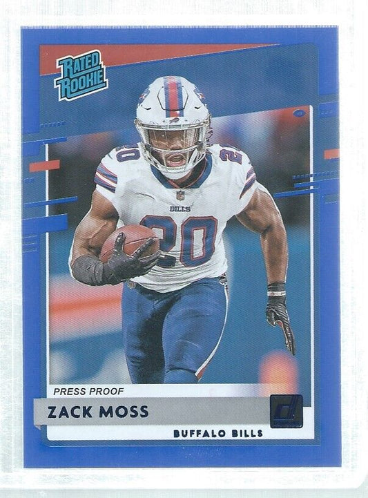 ZACK MOSS 2020 DONRUSS RATED ROOKIE PRESS PROOF BLUE RC #330