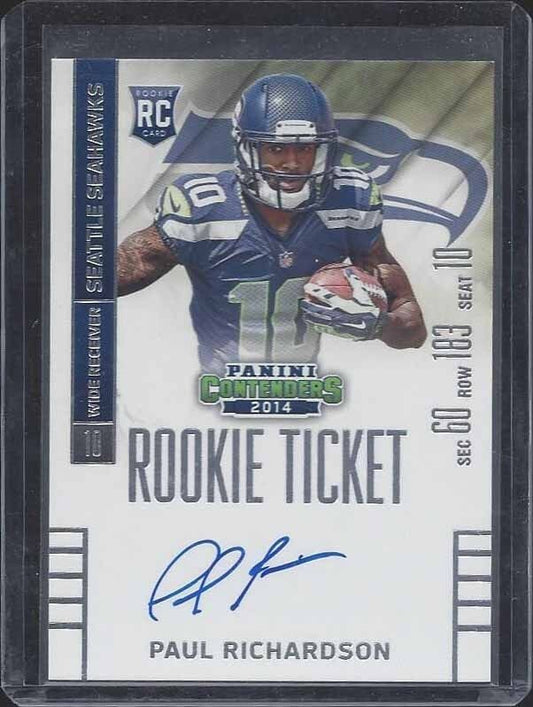 PAUL RICHARDSON 2014 PANINI CONTENDERS ROOKIE TICKET ON CARD TRUE RC AUTO #228