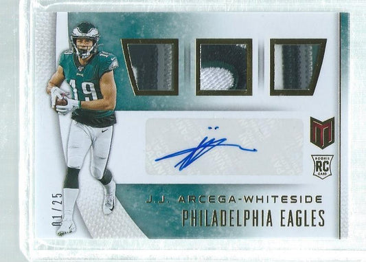 JJ ARCEGA-WHITESIDE 2020 CHRONICLES MOMENTUM TRIPLE PATCH AUTO ROOKIE RC #D 1/25