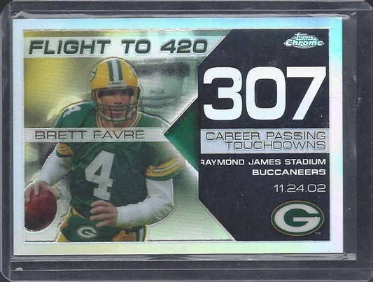 BRETT FAVRE 2008 TOPPS CHROME FLIGHT TO 420 REFRACTOR TD # 307 #D 198/199