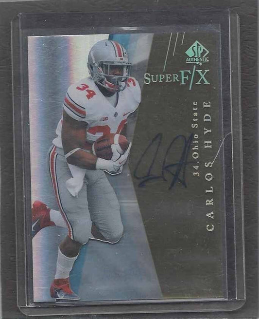 CARLOS HYDE 2014 SP AUTHENTIC SUPER F/X OHIO STATE BUCKEYES ON CARD AUTO RC #34