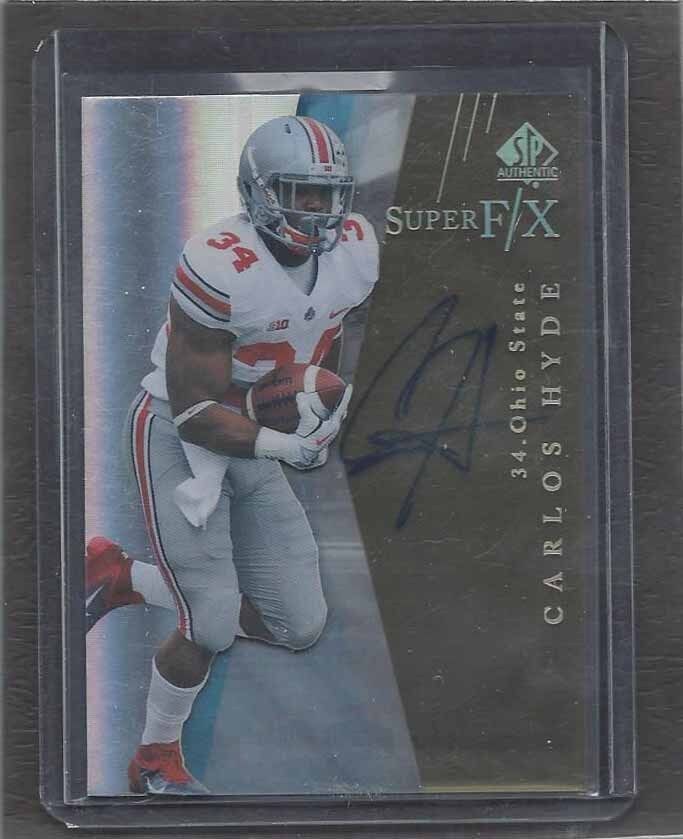 CARLOS HYDE 2014 SP AUTHENTIC SUPER F/X OHIO STATE BUCKEYES ON CARD AUTO RC #34