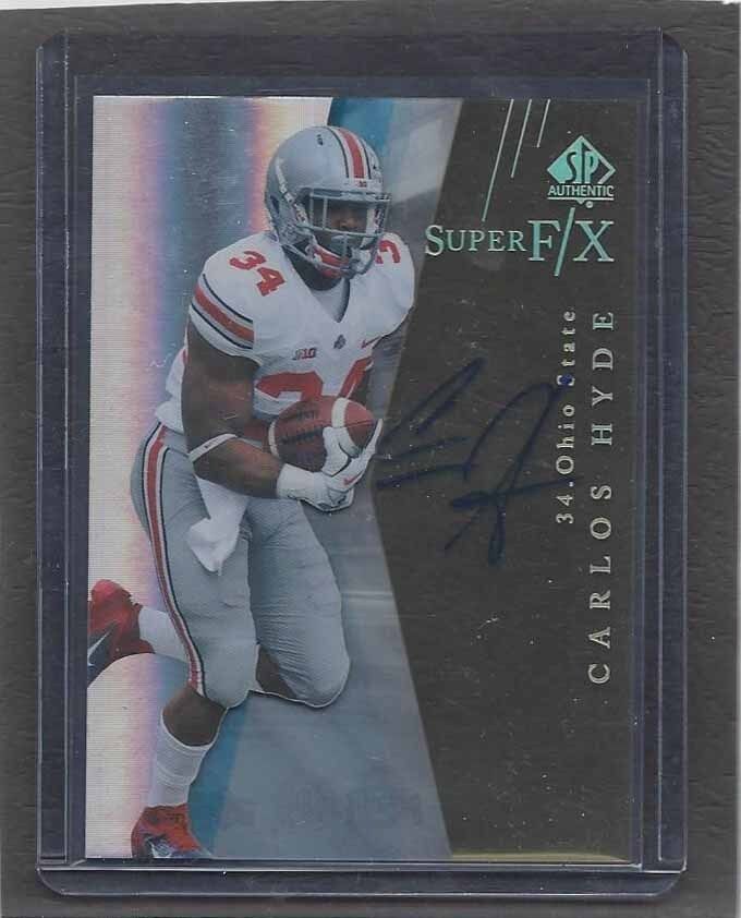 CARLOS HYDE 2014 SP AUTHENTIC SUPER F/X OHIO STATE BUCKEYES ON CARD AUTO RC #34