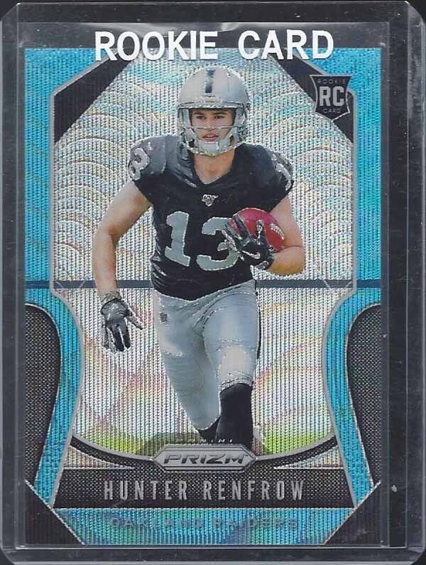 HUNTER RENFROW 2019 PANINI PRIZM BLUE WAVE ROOKIE PRIZMS RC #D 143/199