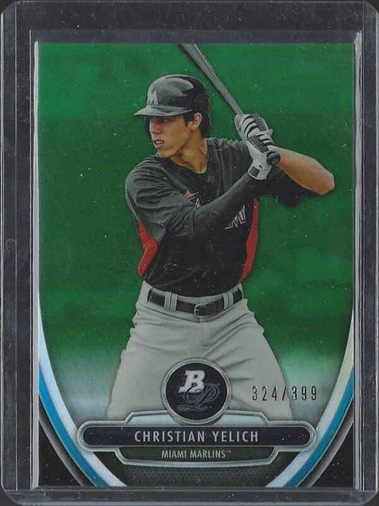 CHRISTIAN YELICH 2013 TOPPS PLATINUM PROSPECT GREEN REFRACTOR #D 324/399