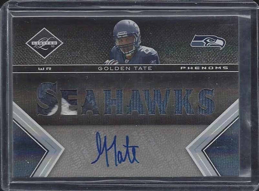 GOLDEN TATE 2010 LIMITED PHENOMS RPA JUMBO 3 COLOR ROOKIE PATCH AUTO RC #D /199