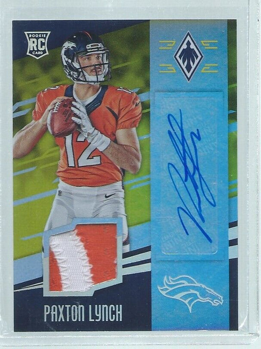 PAXTON LYNCH 2016 PANINI PHOENIX RPA 2 COLOR PATCH AUTO GOLD RC #D 7/10
