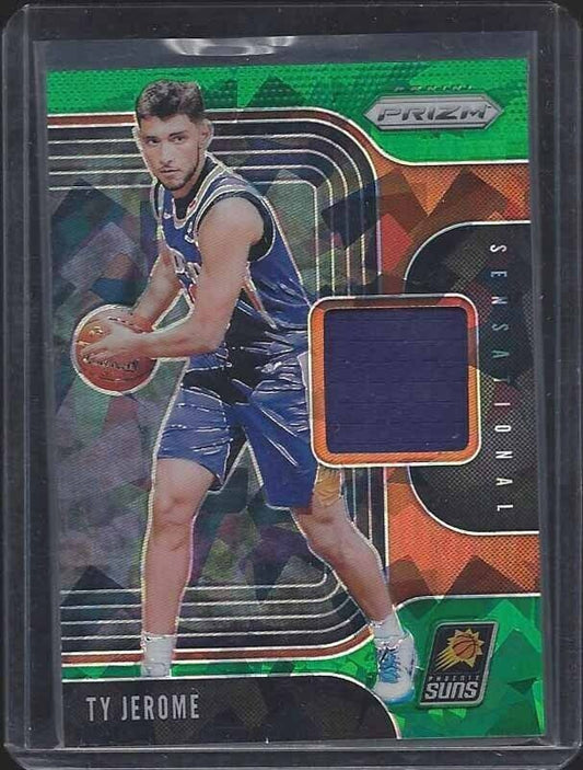 TY JEROME 2019-20 PANINI PRIZM GREEN CRACKED ICE ROOKIE JERSEY RC #D 30/56