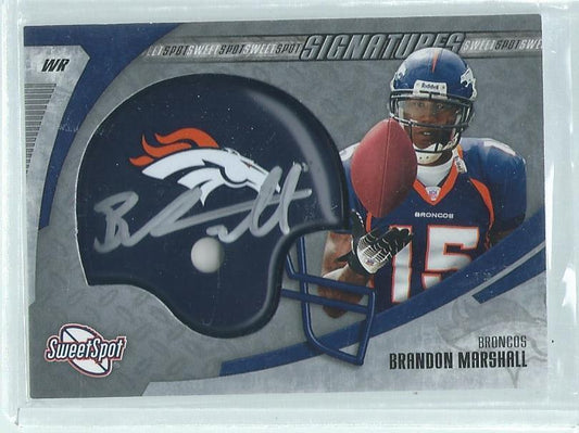 BRANDON MARSHALL 2006 UD SWEET SPOT ON CARD HELMET RELIC AUTO RC