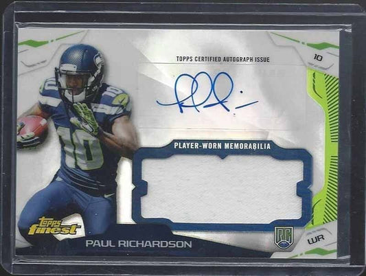 PAUL RICHARDSON 2014 FINEST ROOKIE REFRACTOR SEAHAWKS JUMBO JERSEY AUTO RC