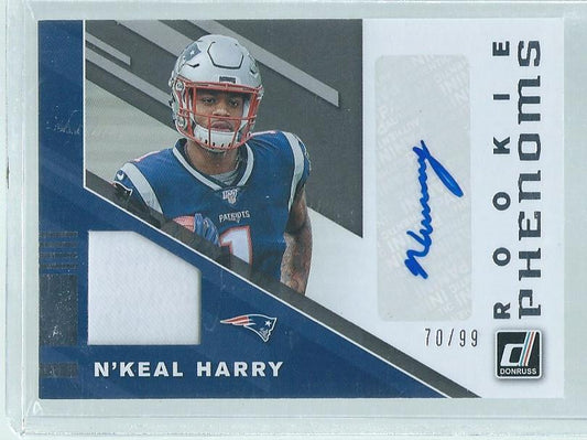 N'KEAL HARRY 2019 DONRUSS ROOKIE PHENOMS JERSEY AUTO RC #D 70/99