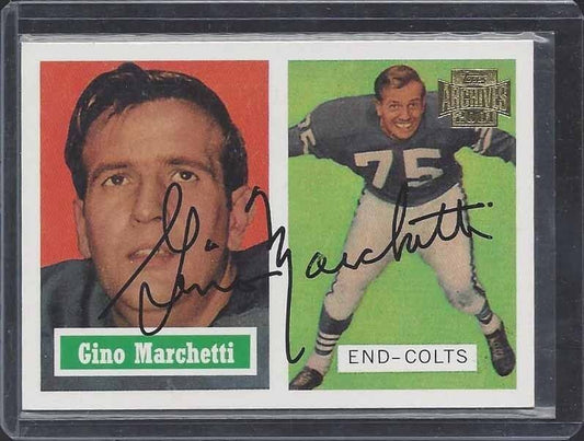 GINO MARCHETTI 2001 TOPPS ARCHIVES COLTS ON CARD HALL OF FAME AUTO #5