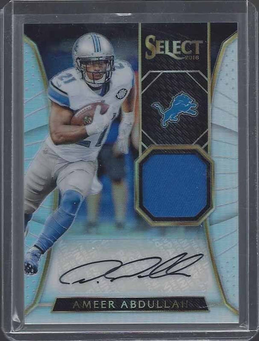 AMEER ABDULLAH 2016 PANINI SELECT SILVER PRIZM LIONS JERSEY AUTO #D 34/49