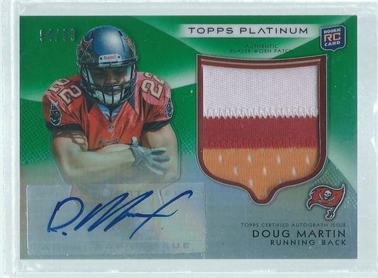 DOUG MARTIN 2012 TOPPS PLATINUM GREEN REFRACTOR 3 COLOR PATCH AUTO RC #D 94/99