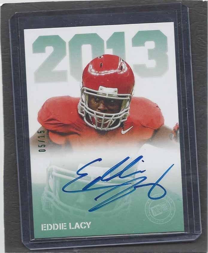EDDIE LACY 2013 PRESS PASS GREEN ALABAMA ON CARD ROOKIE AUTO RC #D 5/15