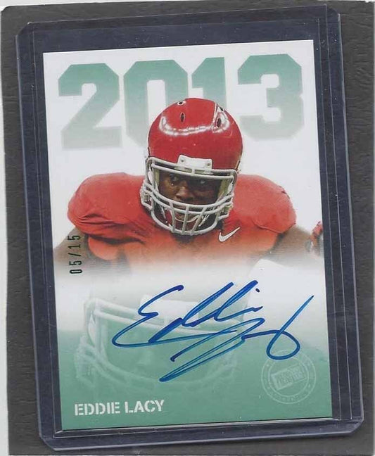 EDDIE LACY 2013 PRESS PASS GREEN ALABAMA ON CARD ROOKIE AUTO RC #D 5/15
