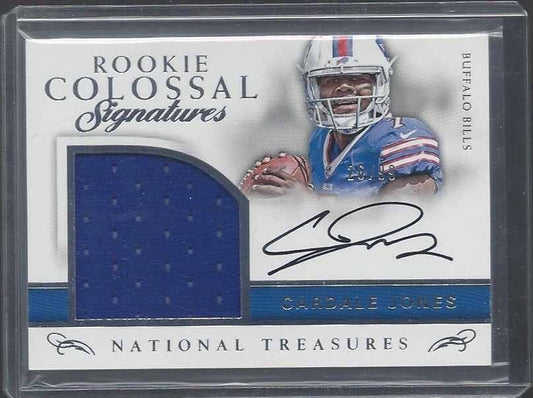 CARDALE JONES 2016 NATIONAL TREASURES COLOSSAL JUMBO JERSEY ON CARD AUTO RC /99