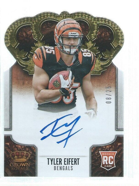 TYLER EIFERT 2013 PANINI CROWN ROYALE GOLD DIE CUT ON CARD AUTO RC #D 8/25