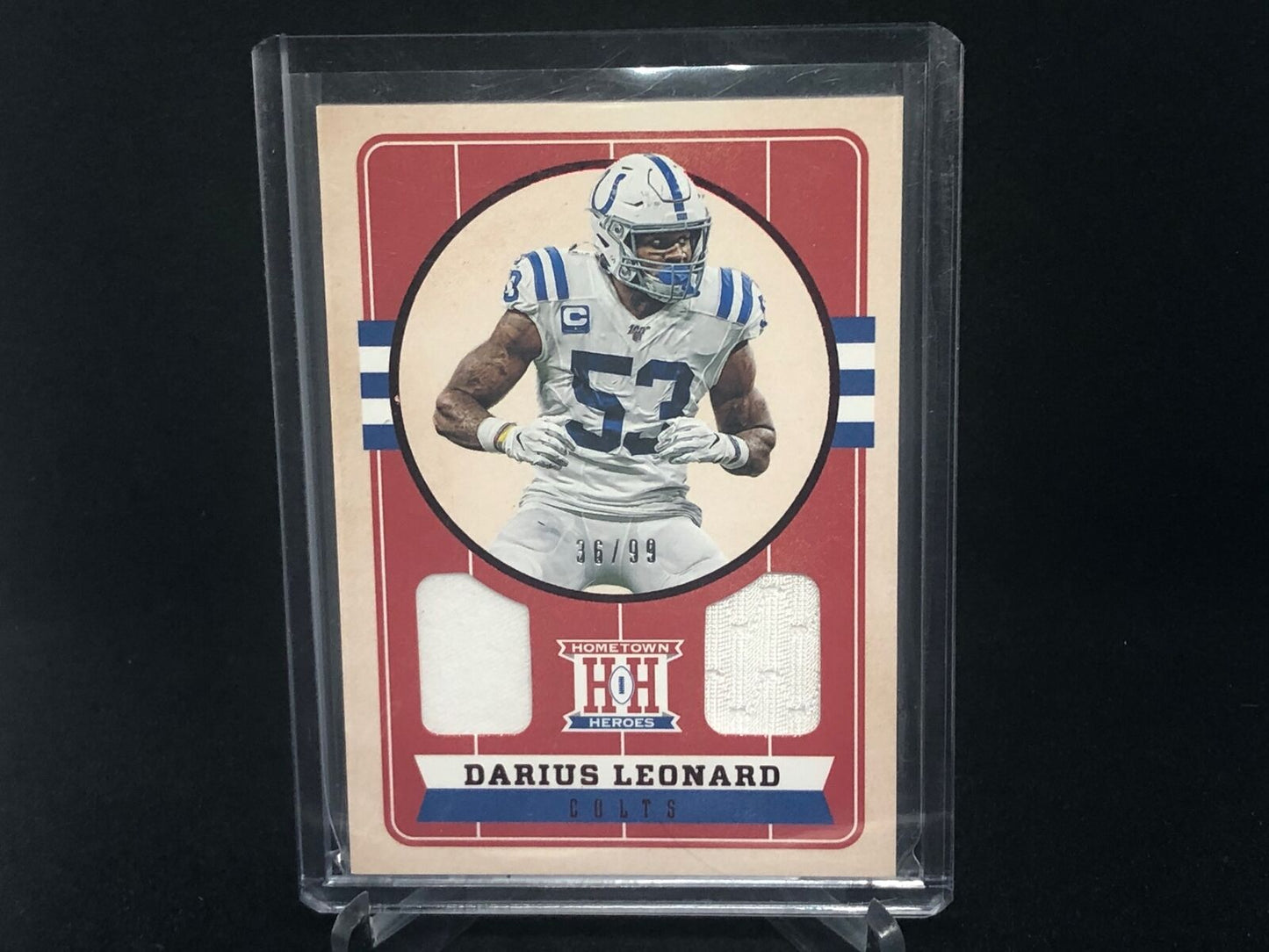 DARIUS LEONARD 2019 CHRONICLES RED HOMETOWN HEROES DUAL JERSEY RELIC #D 36/99