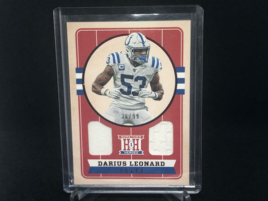 DARIUS LEONARD 2019 CHRONICLES RED HOMETOWN HEROES DUAL JERSEY RELIC #D 36/99