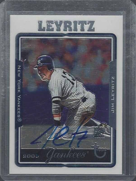 JIM LEYRITZ 2005 TOPPS CHROME RARE YANKEES ON CARD SP AUTO