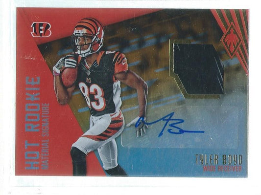 TYLER BOYD 2016 PANINI PHOENIX HOT ROOKIE 2 COLOR PATCH AUTO RED RC #D 32/99