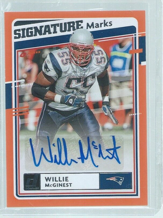 WILLIE MCGINEST 2020 PANINI DONRUSS SIGNATURE MARKS AUTO ORANGE