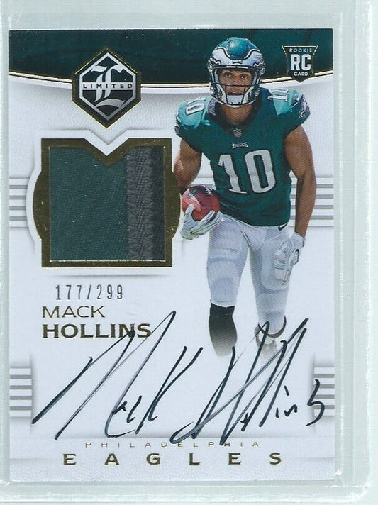 MACK HOLLINS 2017 PANINI LIMITED 3-COLOR PATCH ON CARD AUTO RC #D 177/299