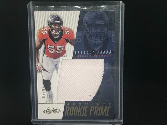 BRADLEY CHUBB 2018 ABSOLUTE ROOKIE PRIME 2 CLR PATCH RC #D 36/99
